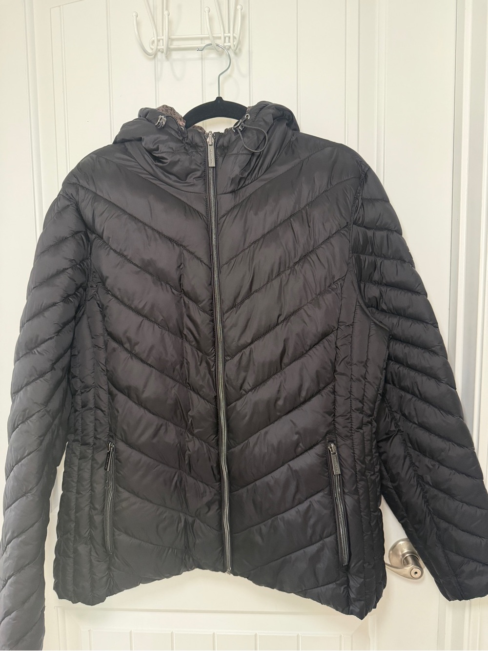 Michael Kors Black Quilted Packable Hooded Puffer Jacket